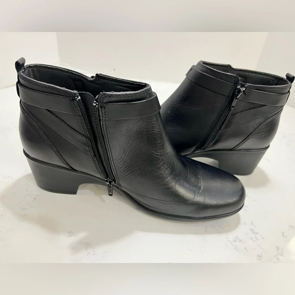 Clarks Black Ankle Booties with Buckle
